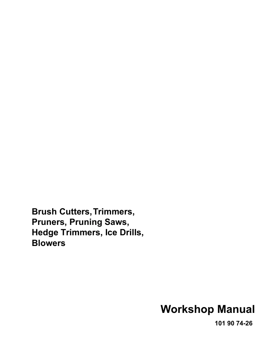 Husqvarna Brush cutters Trimmers Pruners Pruning saws Hedge Ice drills Blowers Service & Repair Manual preview page 1