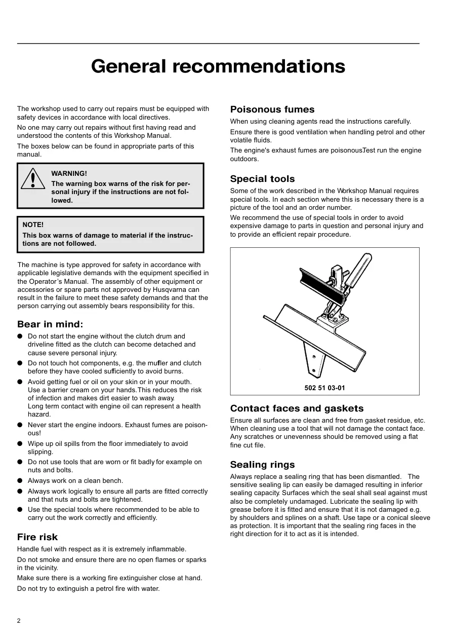 Husqvarna Brush cutters Trimmers Pruners Pruning saws Hedge Ice drills Blowers Service & Repair Manual preview page 3