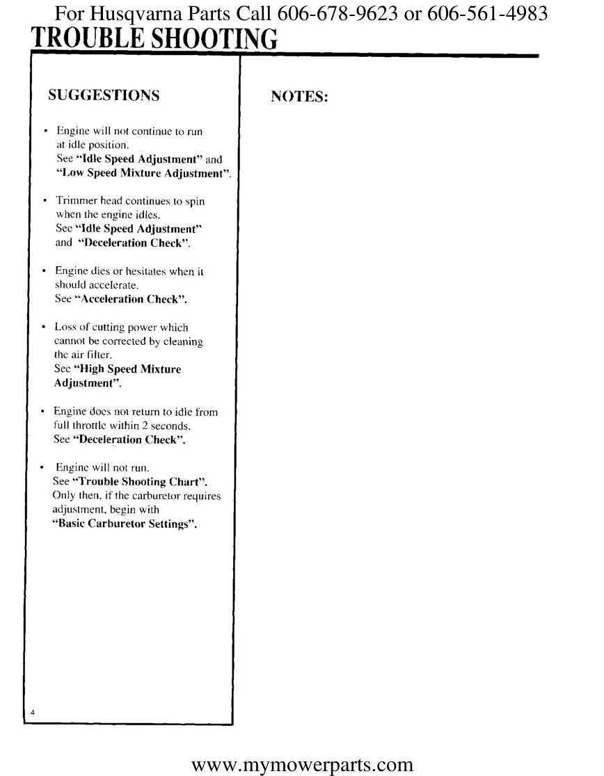 Husqvarna Line Trimmer 23/26/32 LC/L Service & Repair Manual preview page 4