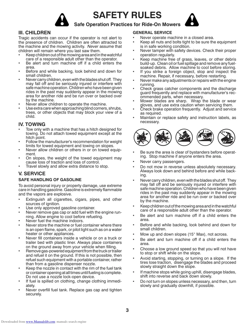 Husqvarna LTH1797 Riding Mower Operator's Manual preview page 3