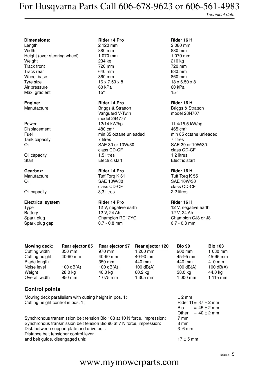 Husqvarna Rider 16H Ride on Mower Service & Repair Manual preview page 6