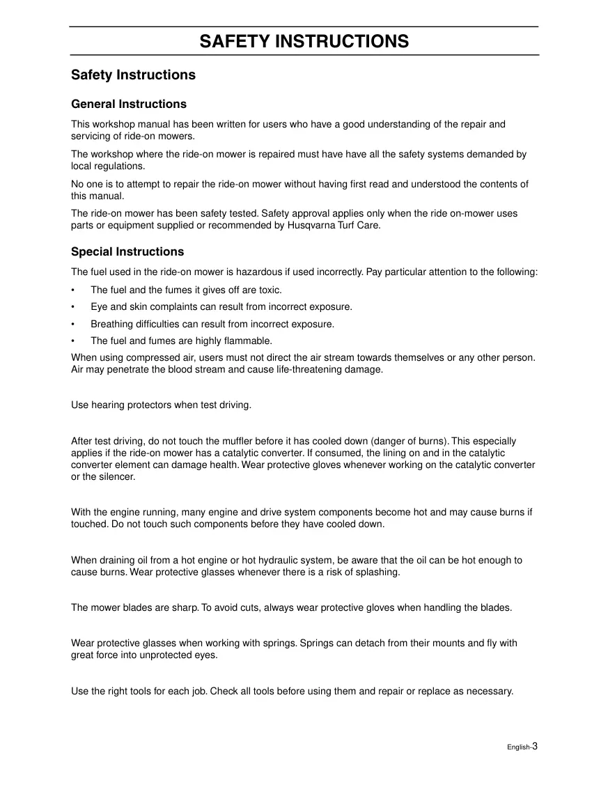 Husqvarna ZTH 5223 6125 mower Service & Repair Manual preview page 5