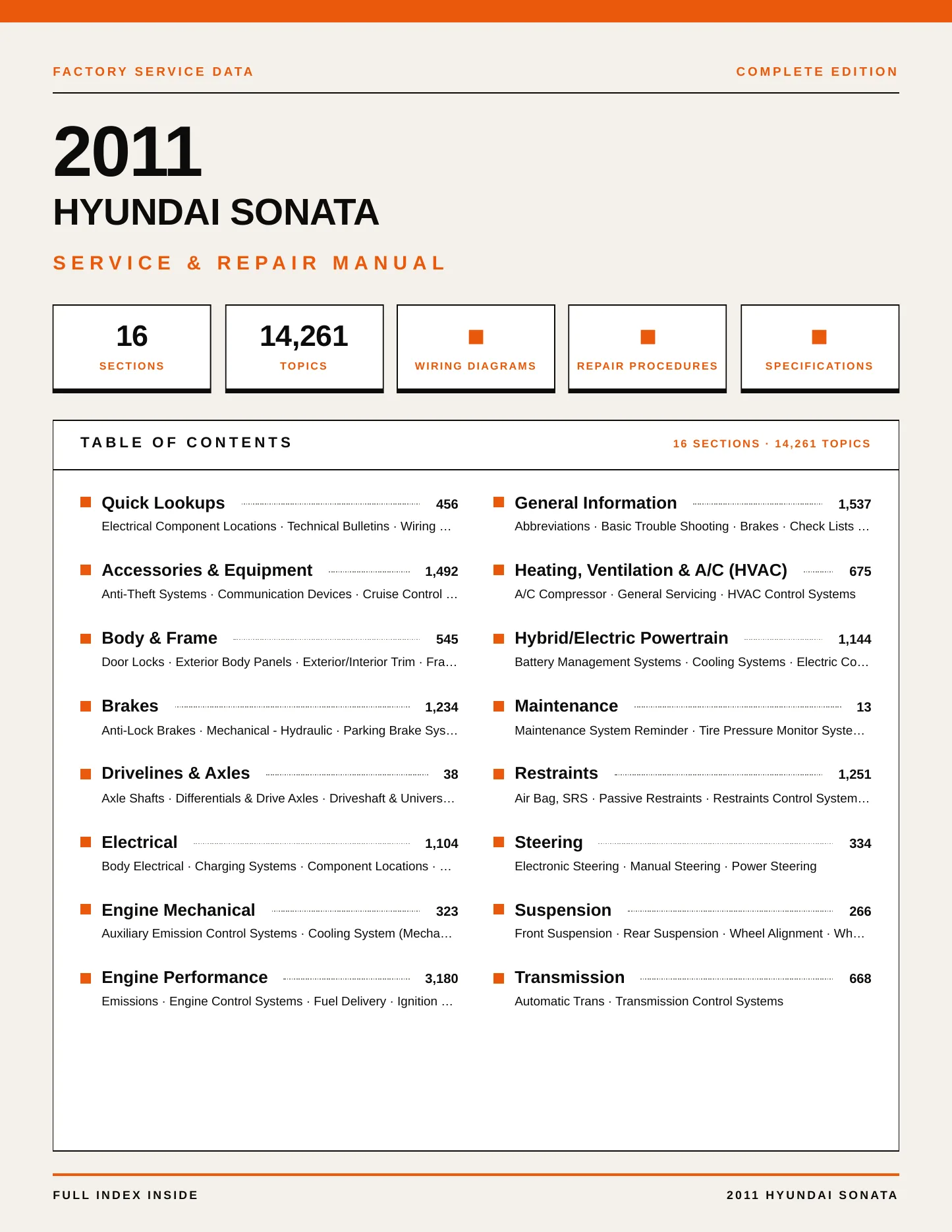 2011 Hyundai Sonata service manual page 1