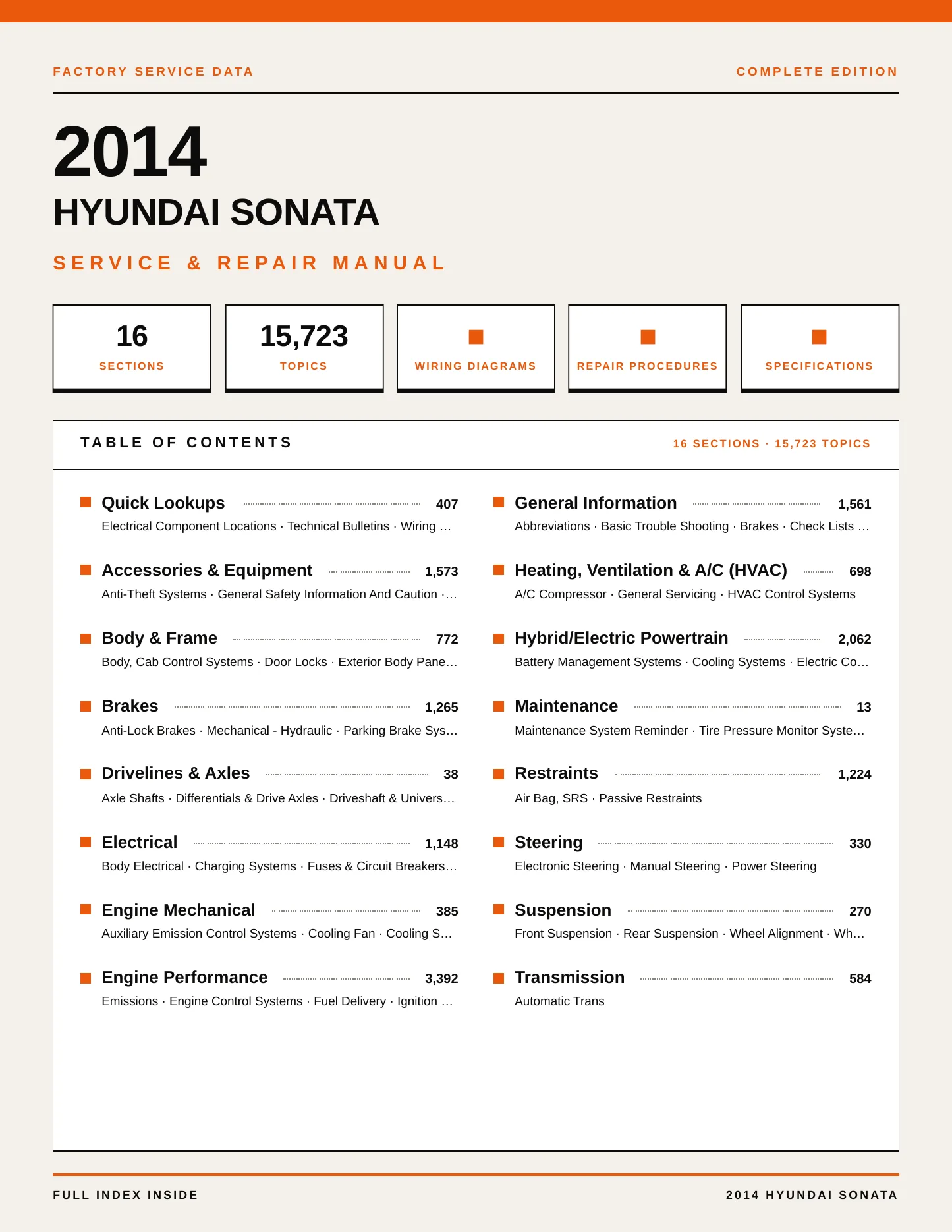 2014 Hyundai Sonata service manual page 1