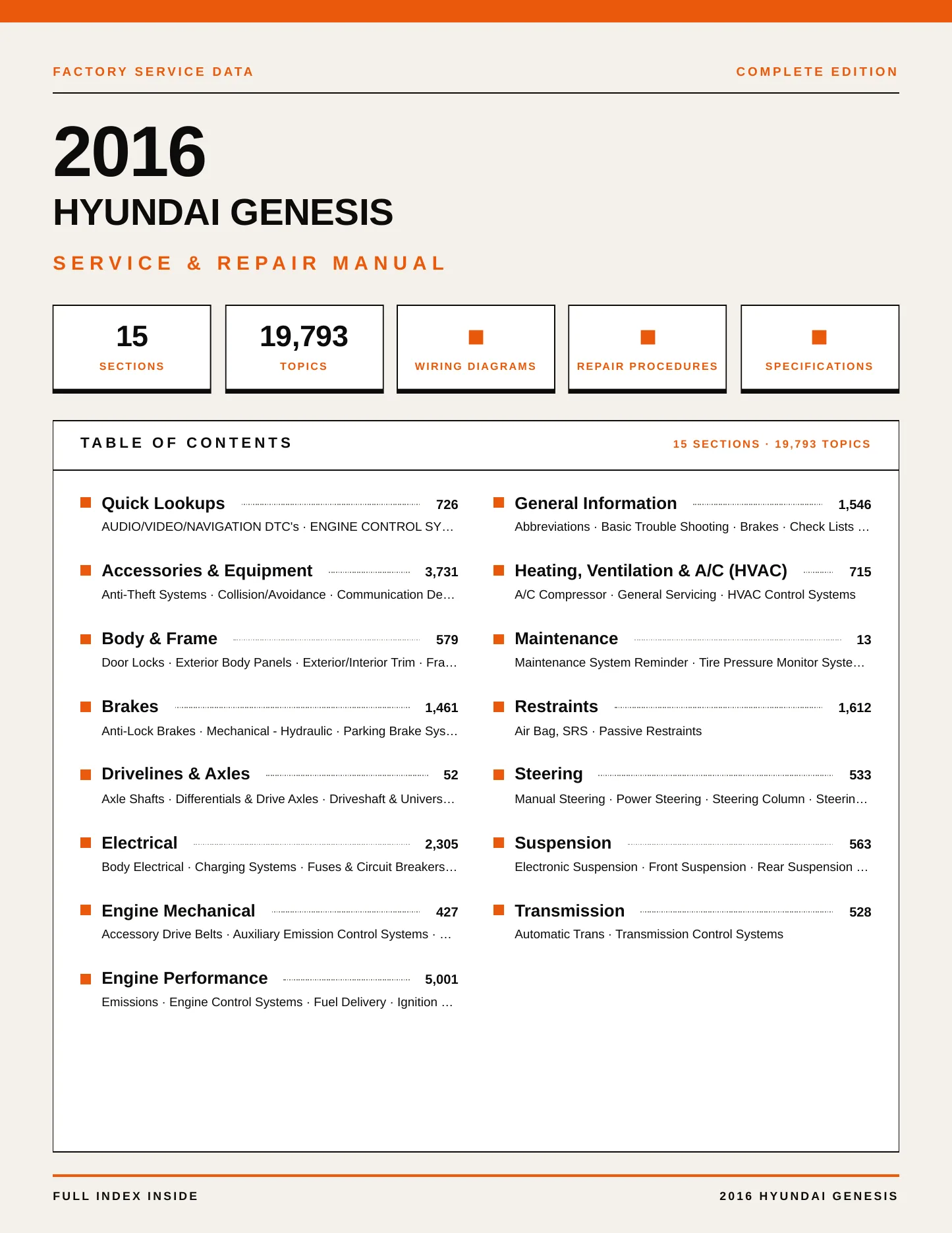2016 Hyundai Genesis service manual page 1