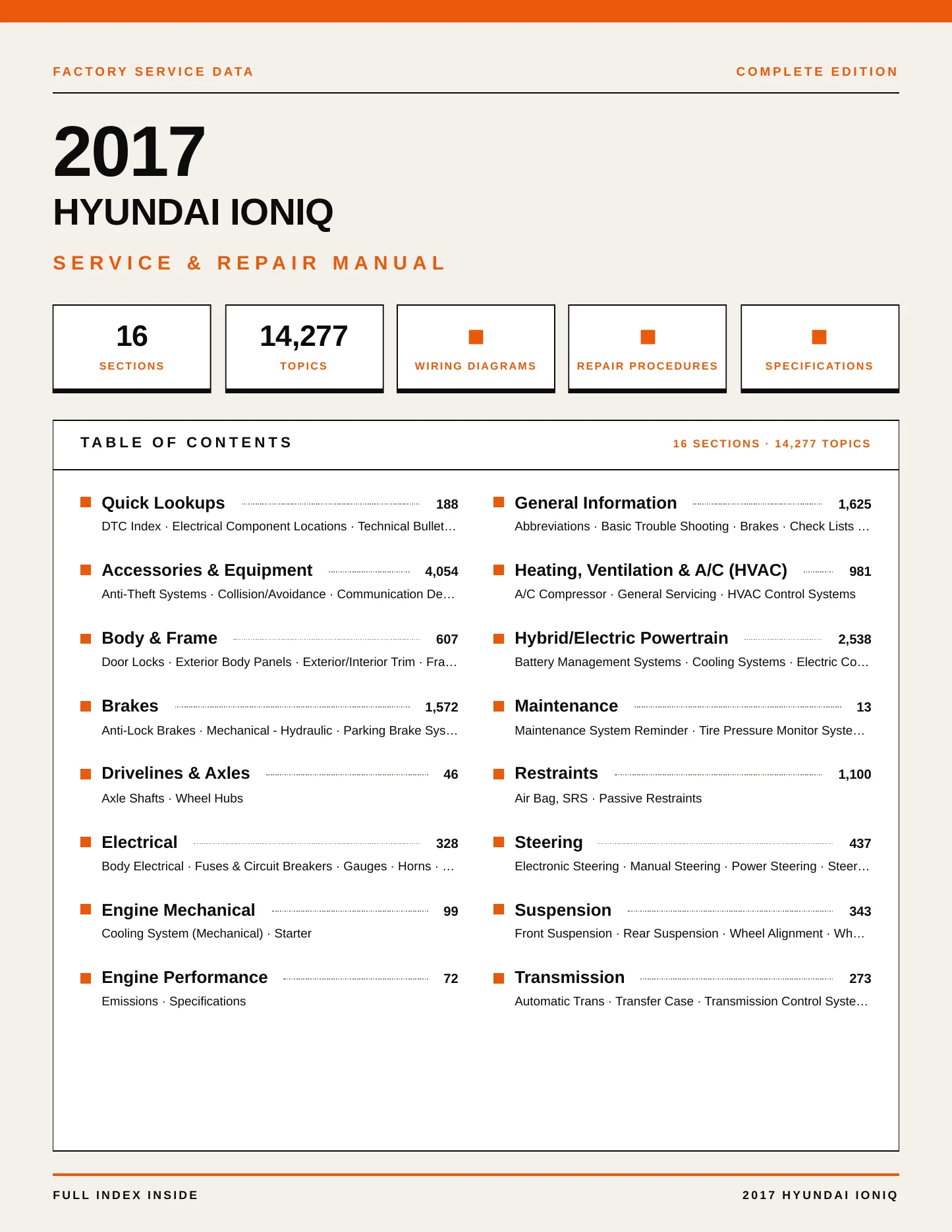 2017 Hyundai Ioniq Service and Repair Manual preview page 1