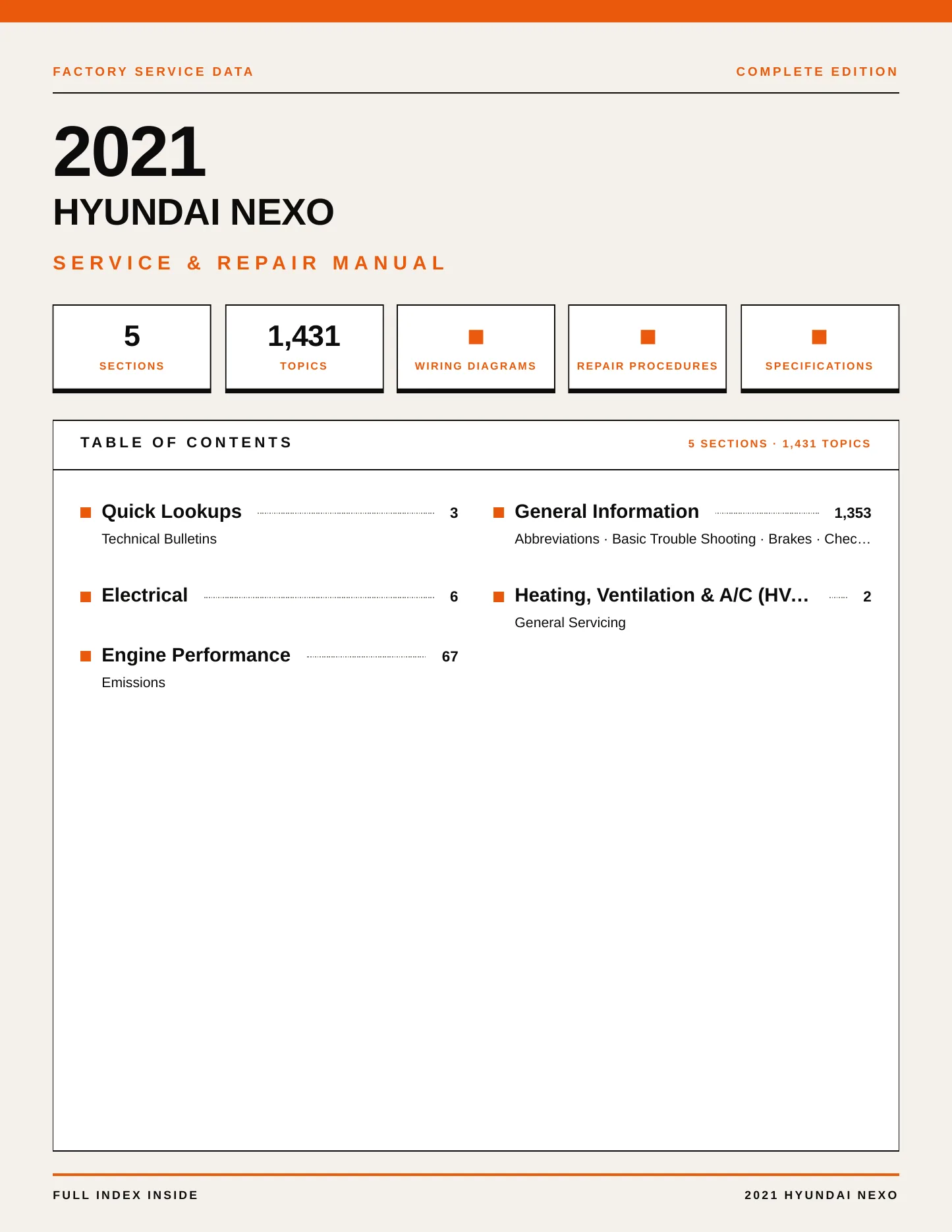 2021 Hyundai Nexo Service and Repair Manual preview page 1