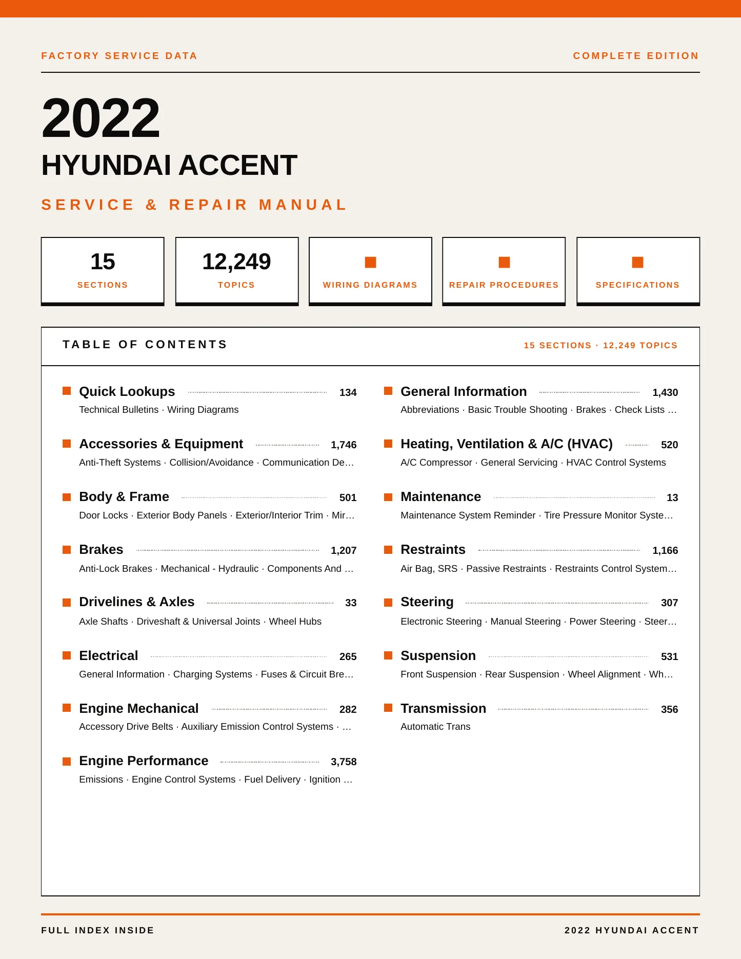 2022 Hyundai Accent service manual page 1