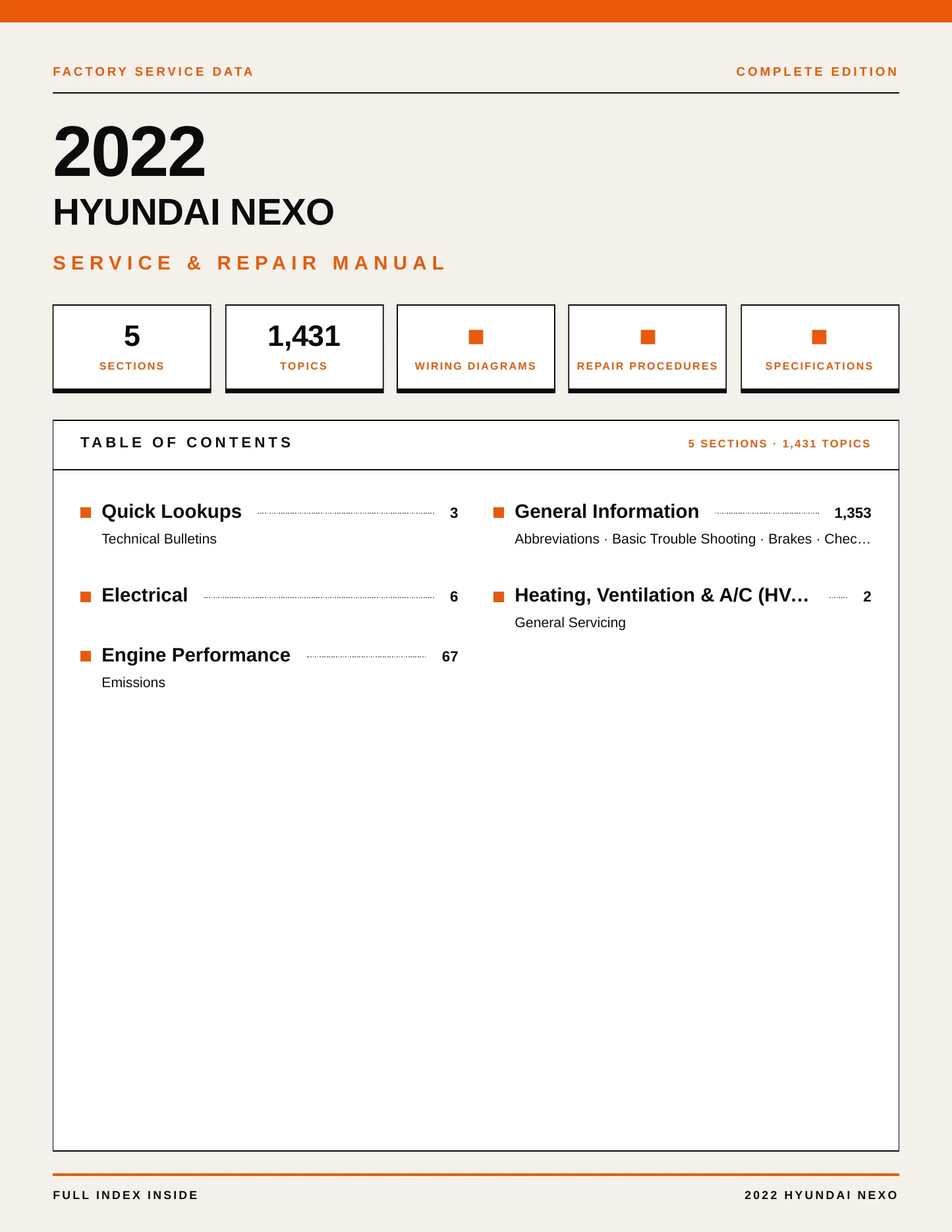 2022 Hyundai Nexo Service and Repair Manual preview page 1