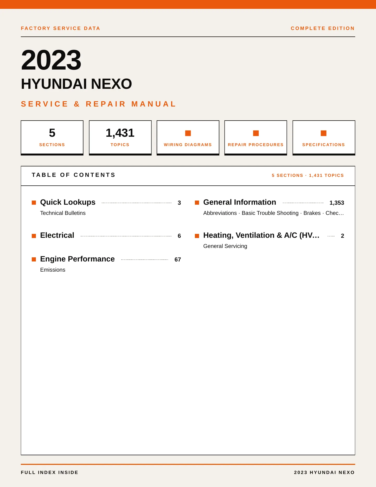 2023 Hyundai Nexo Service and Repair Manual preview page 1