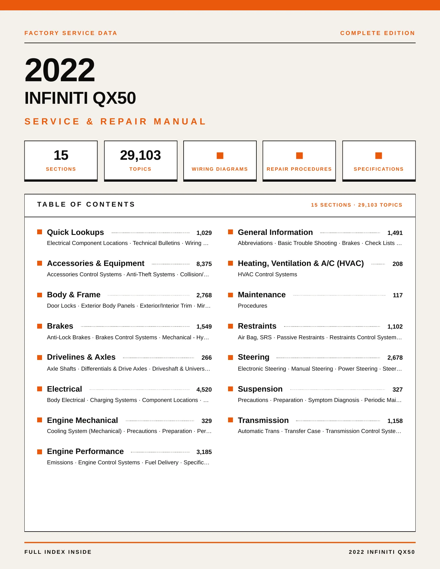 2022 INFINITI QX50 Service and Repair Manual preview page 1