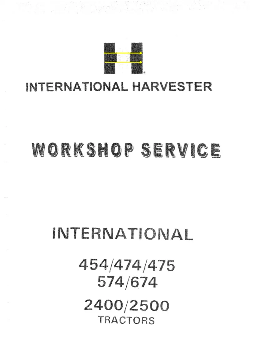 International Harvester 475 Tractor Service & Repair Manual preview page 1