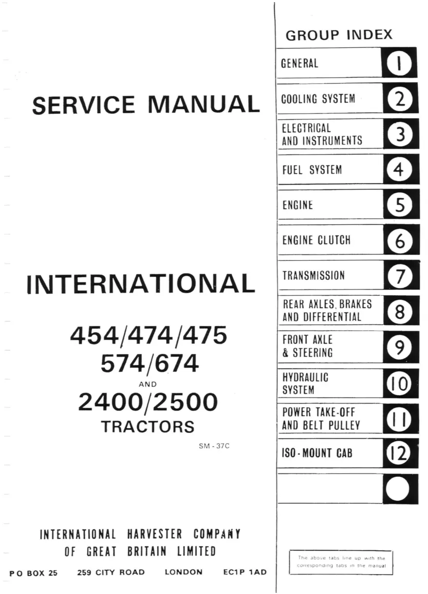 International Harvester 475 Tractor Service & Repair Manual preview page 5