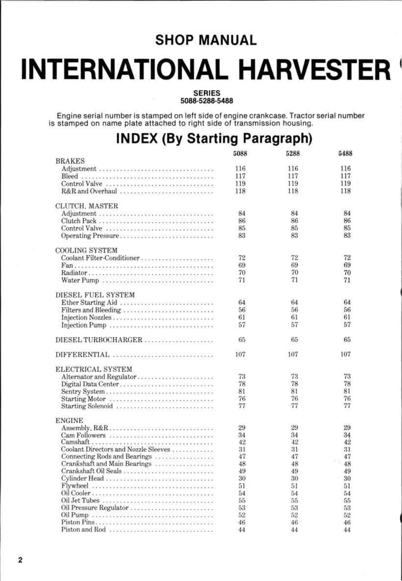 International Harvester 5488 Tractor Service & Repair Manual preview page 2