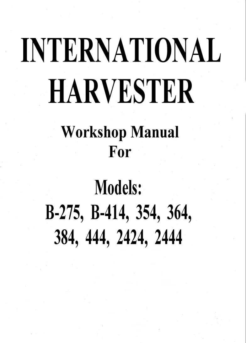 International Harvester B414 Tractor Service & Repair Manual preview page 1