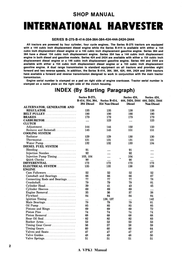 International Harvester B414 Tractor Service & Repair Manual preview page 2