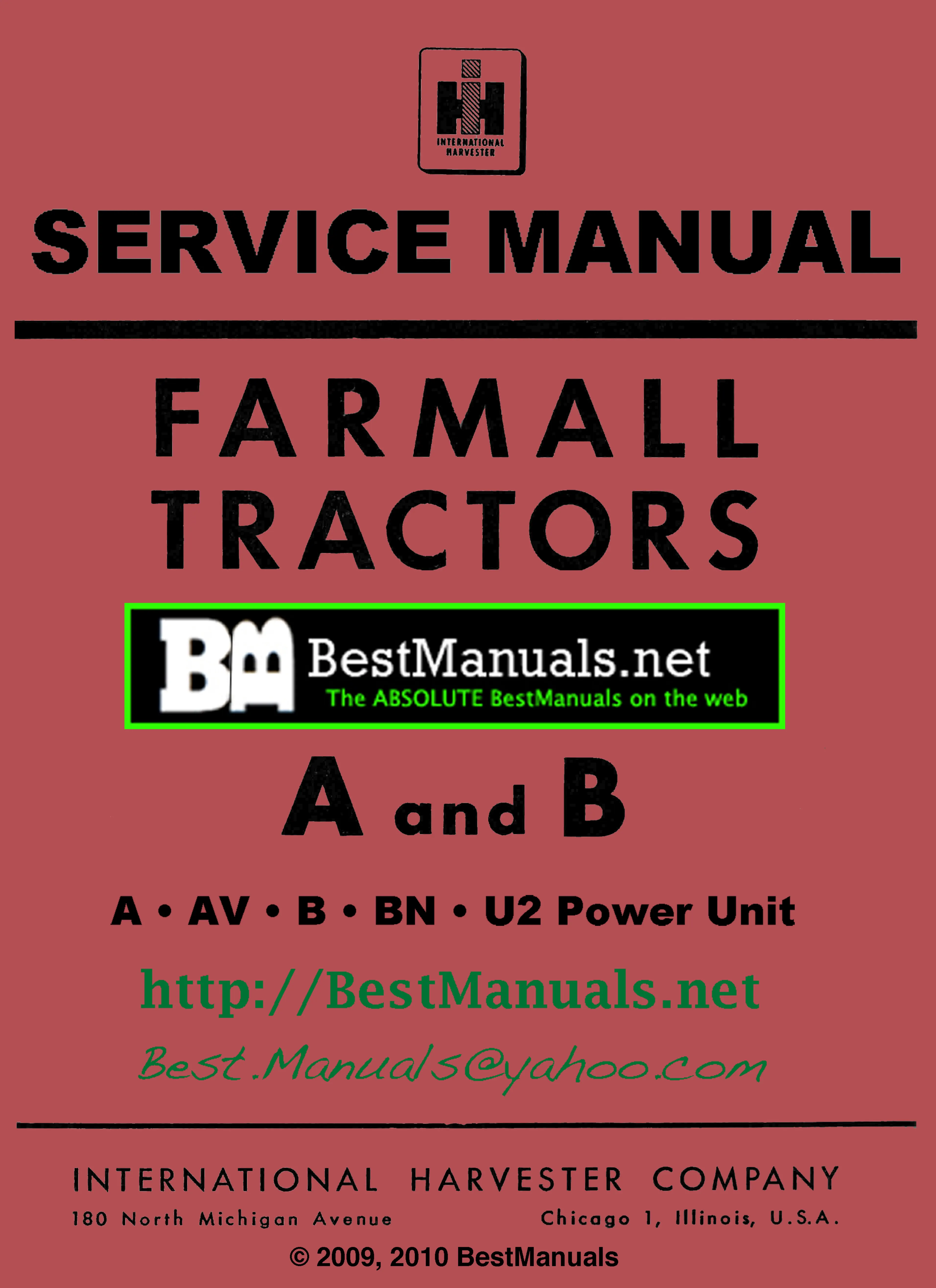 International Harvester Farmall Farmalls A AV B BN Tractor Service & Repair Manual preview page 1