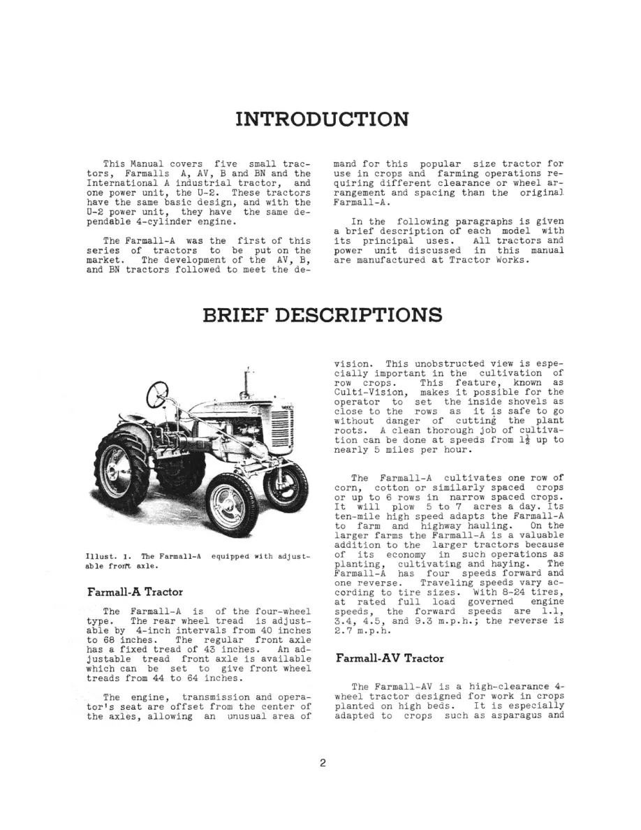 International Harvester Farmall Farmalls A AV B BN Tractor Service & Repair Manual preview page 3