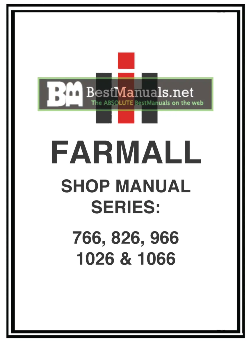 International Harvester Farmall IH 1066 Tractor Service & Repair Manual preview page 1