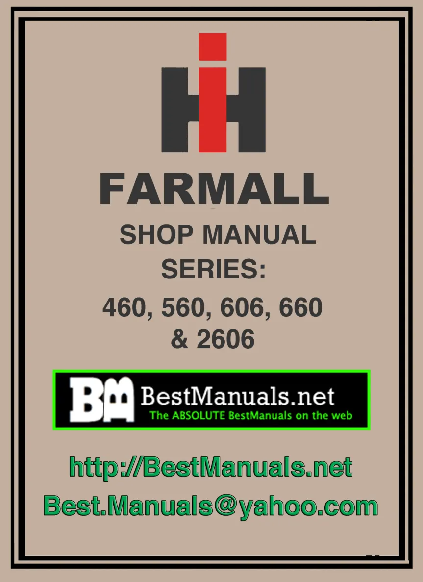 International Harvester Farmall IH 606 Tractor Service & Repair Manual preview page 1