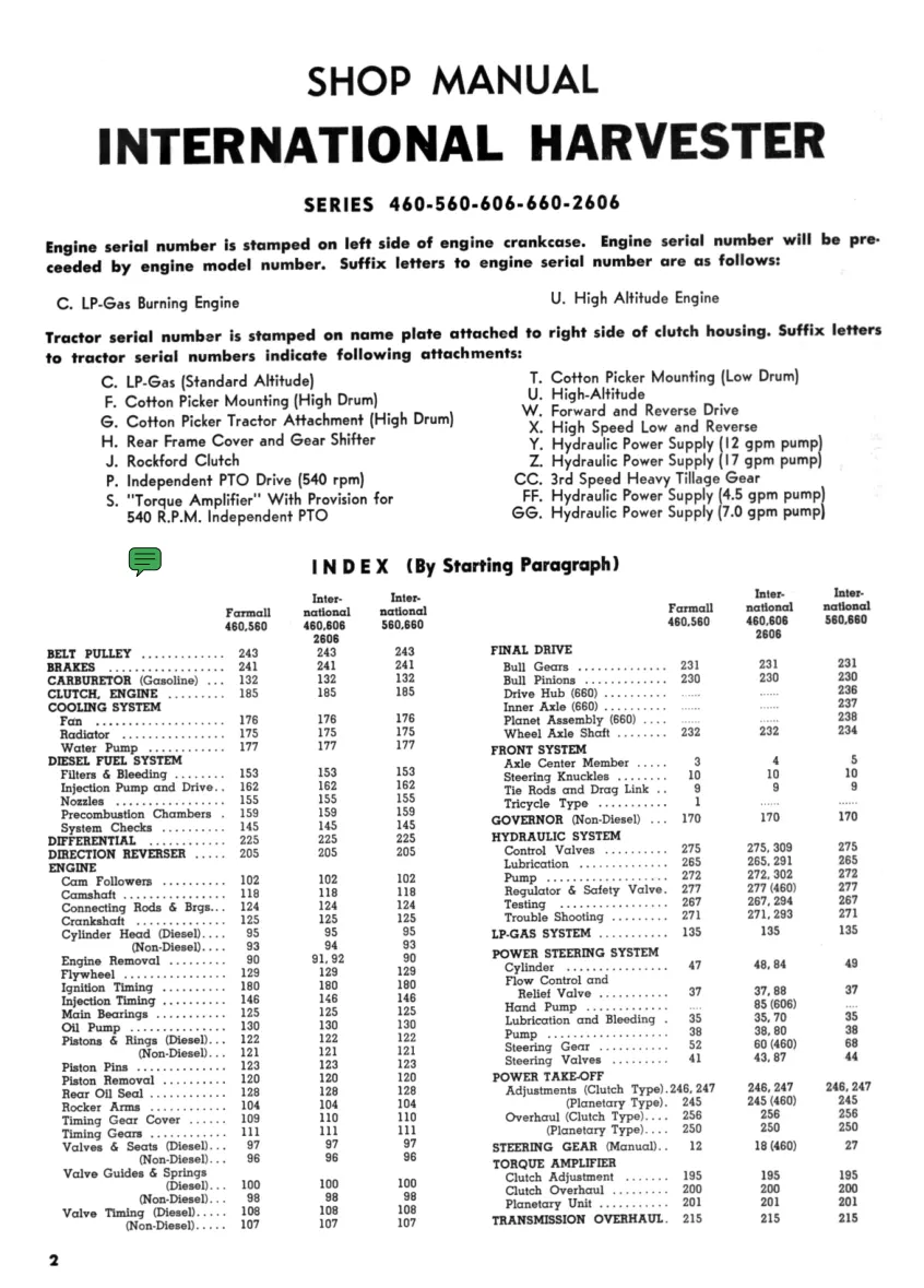 International Harvester Farmall IH 606 Tractor Service & Repair Manual preview page 2