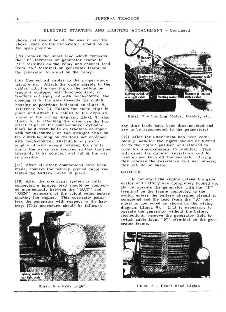 International Harvester Farmall IH Super A Tractor Special Attachments Operator's Manual preview page 5
