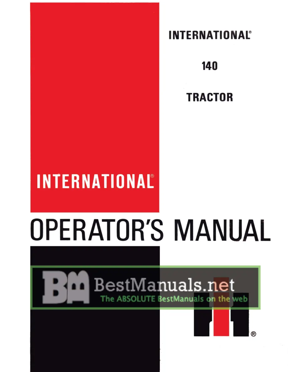 International Harvester IH Farmall 140 Tractor Operator's Manual preview page 1