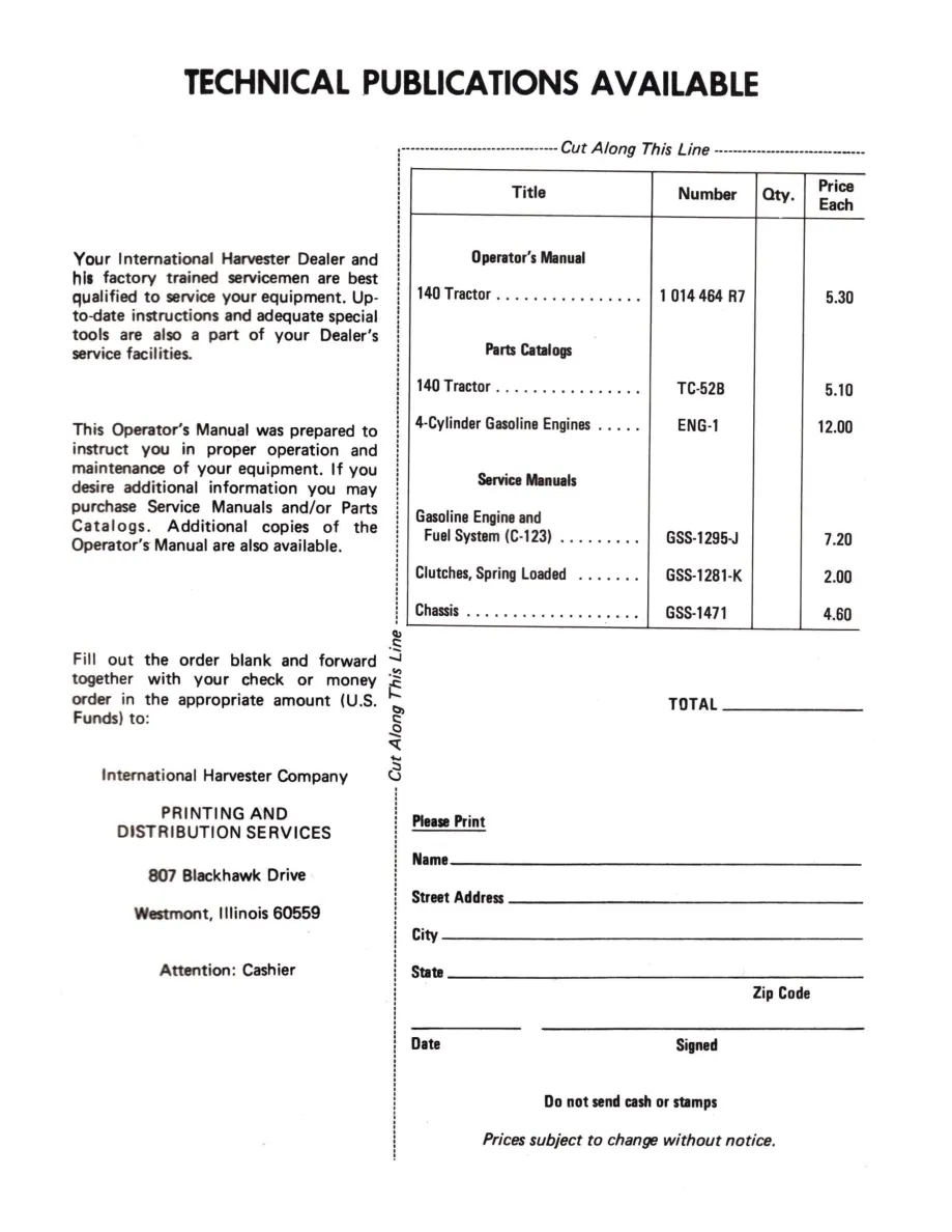 International Harvester IH Farmall 140 Tractor Operator's Manual preview page 5
