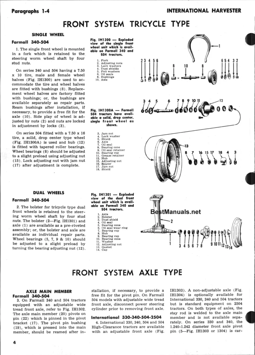 International Harvester IH Farmall 504 Tractor Service & Repair Manual preview page 4