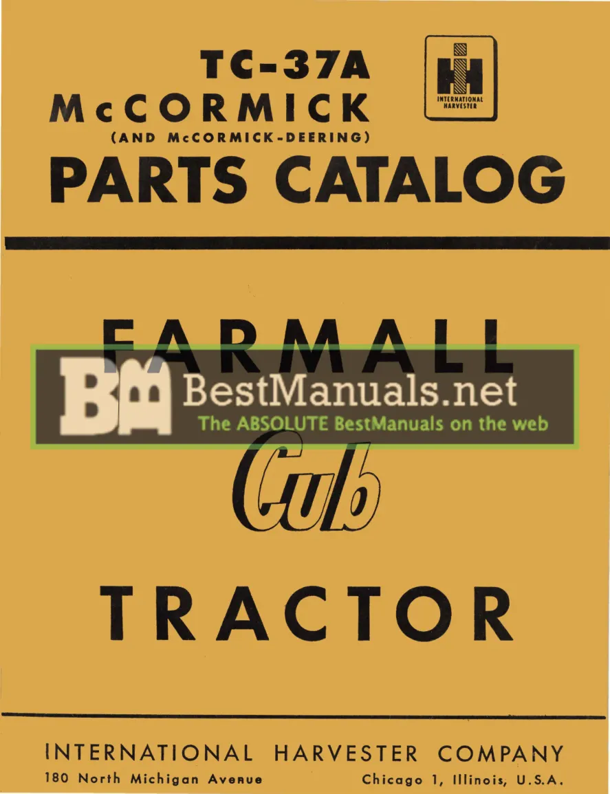 International Harvester IH Farmall Cub Lo-Boy Tractor Parts Manual preview page 1