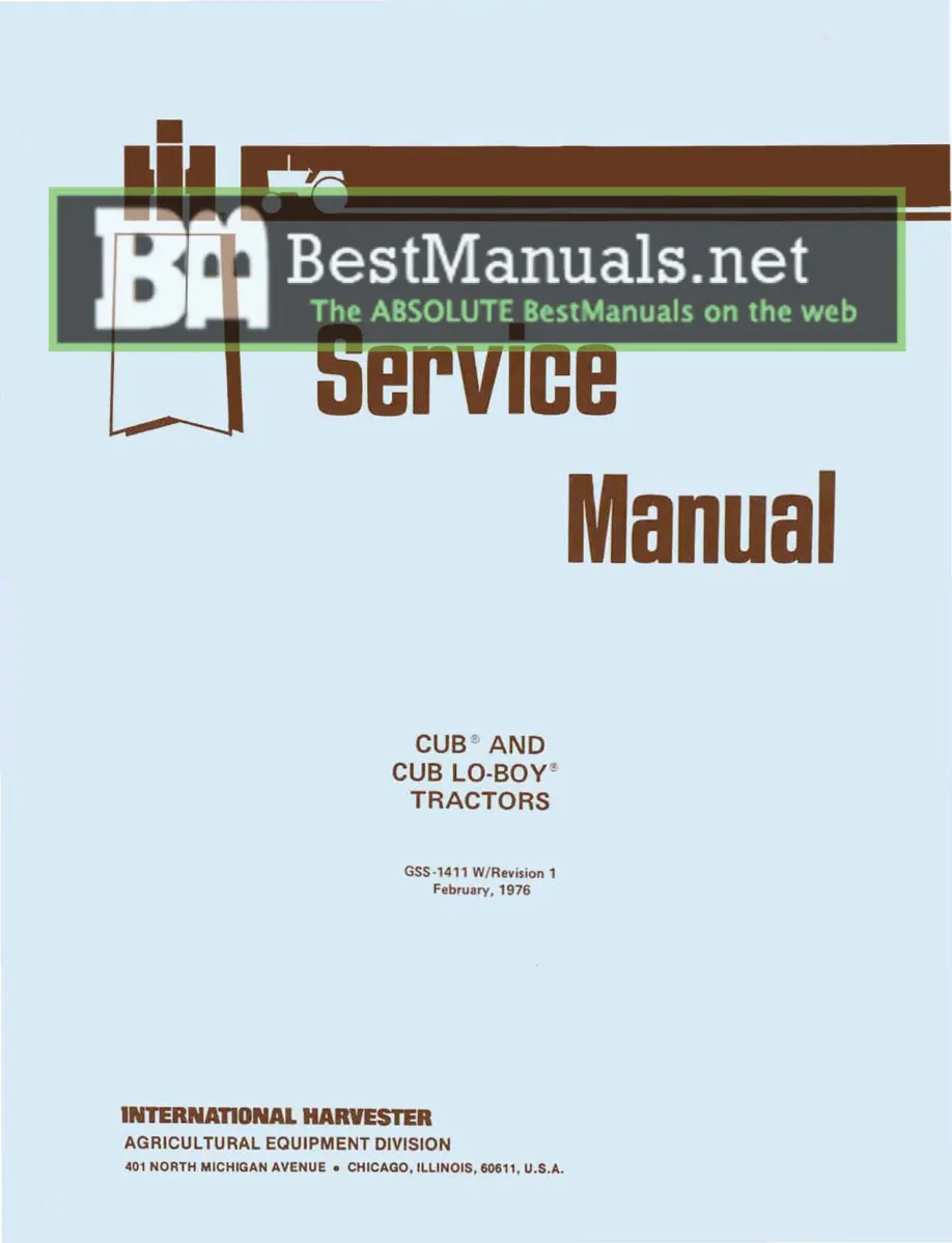 International Harvester IH Farmall Cub & Lo-Boy Tractor Service & Repair Manual preview page 1