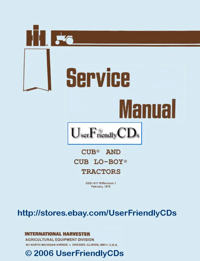 International Harvester IH Farmall Cub & LoBoy Lo-Boy Tractor Service & Repair Manual preview page 1