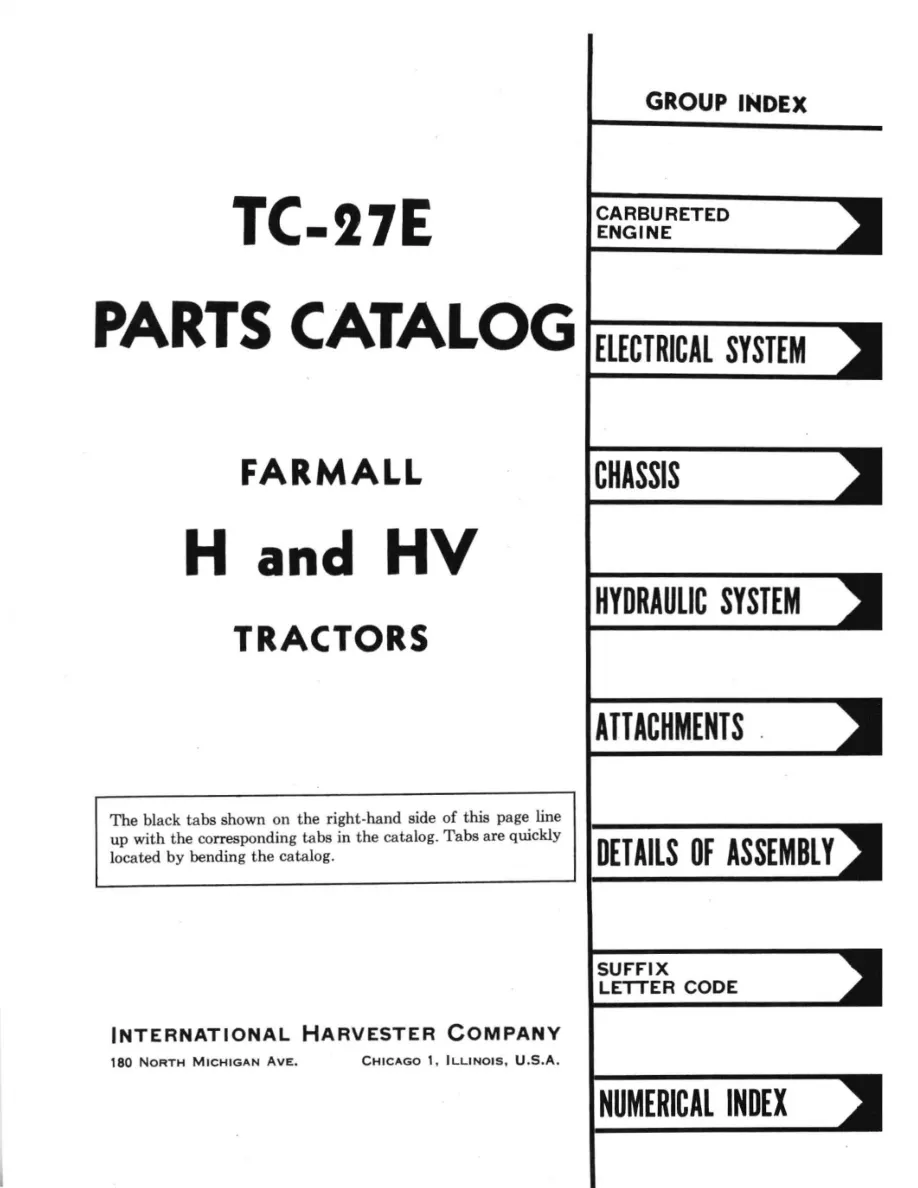 International Harvester IH Farmall H & HV Tractor Parts Manual preview page 3