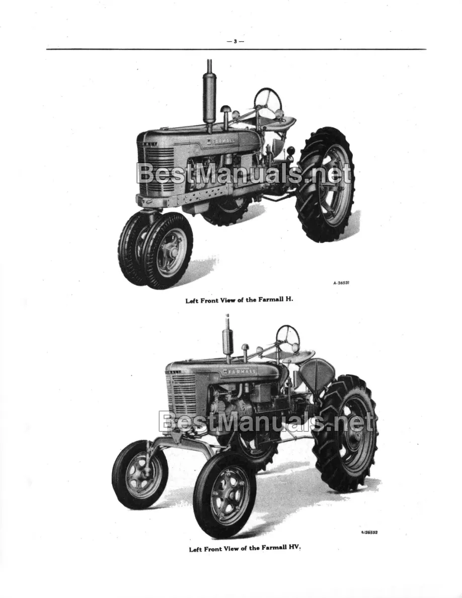 International Harvester IH Farmall H & HV Tractor Parts Manual preview page 5