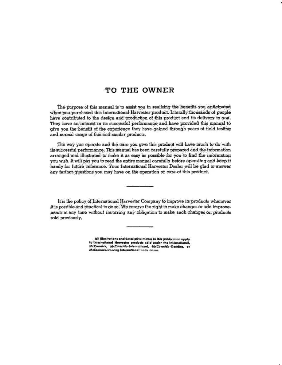 International Harvester IH Farmall H & HV Tractors Operator's Manual preview page 2