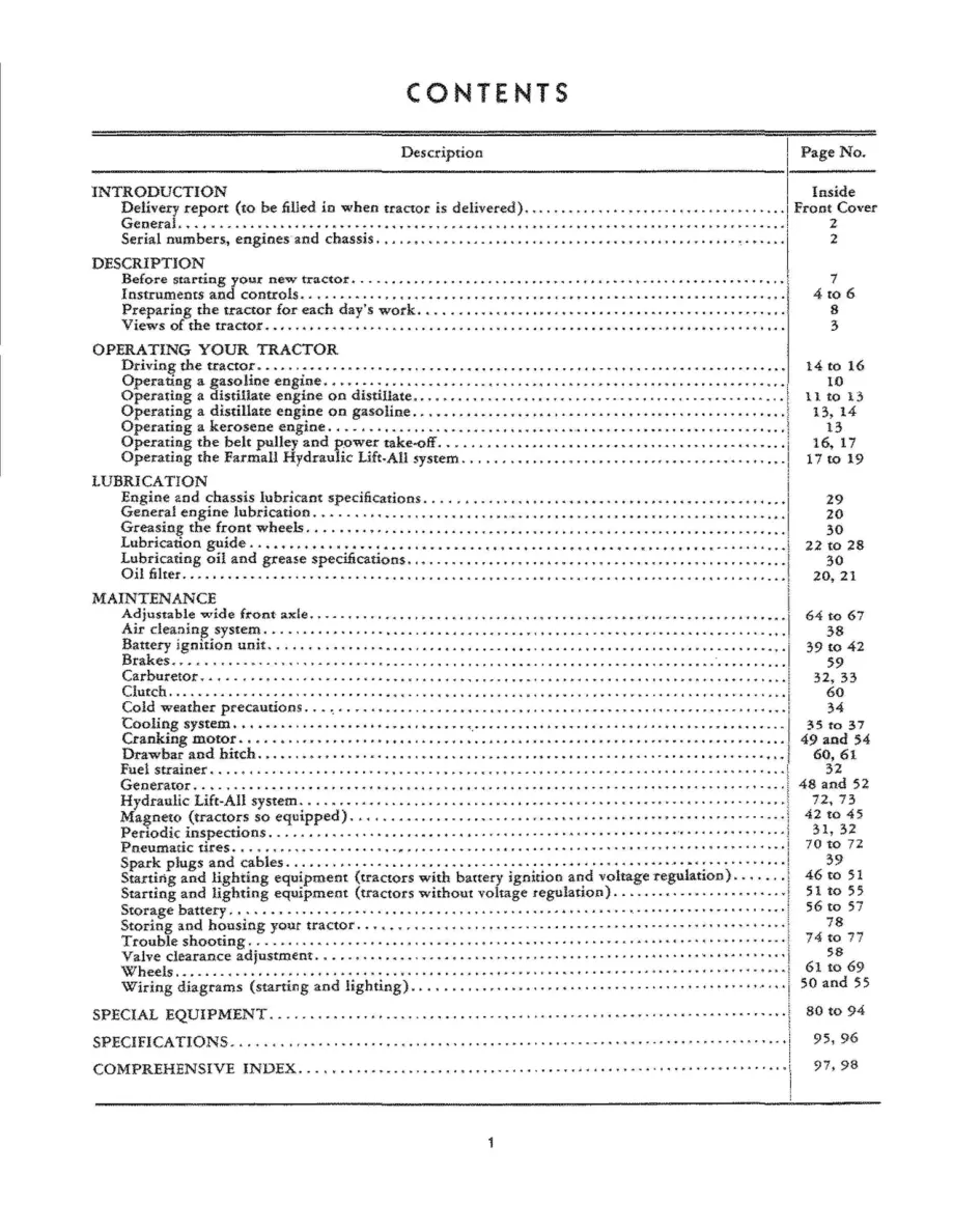 International Harvester IH Farmall H & HV Tractors Operator's Manual preview page 3