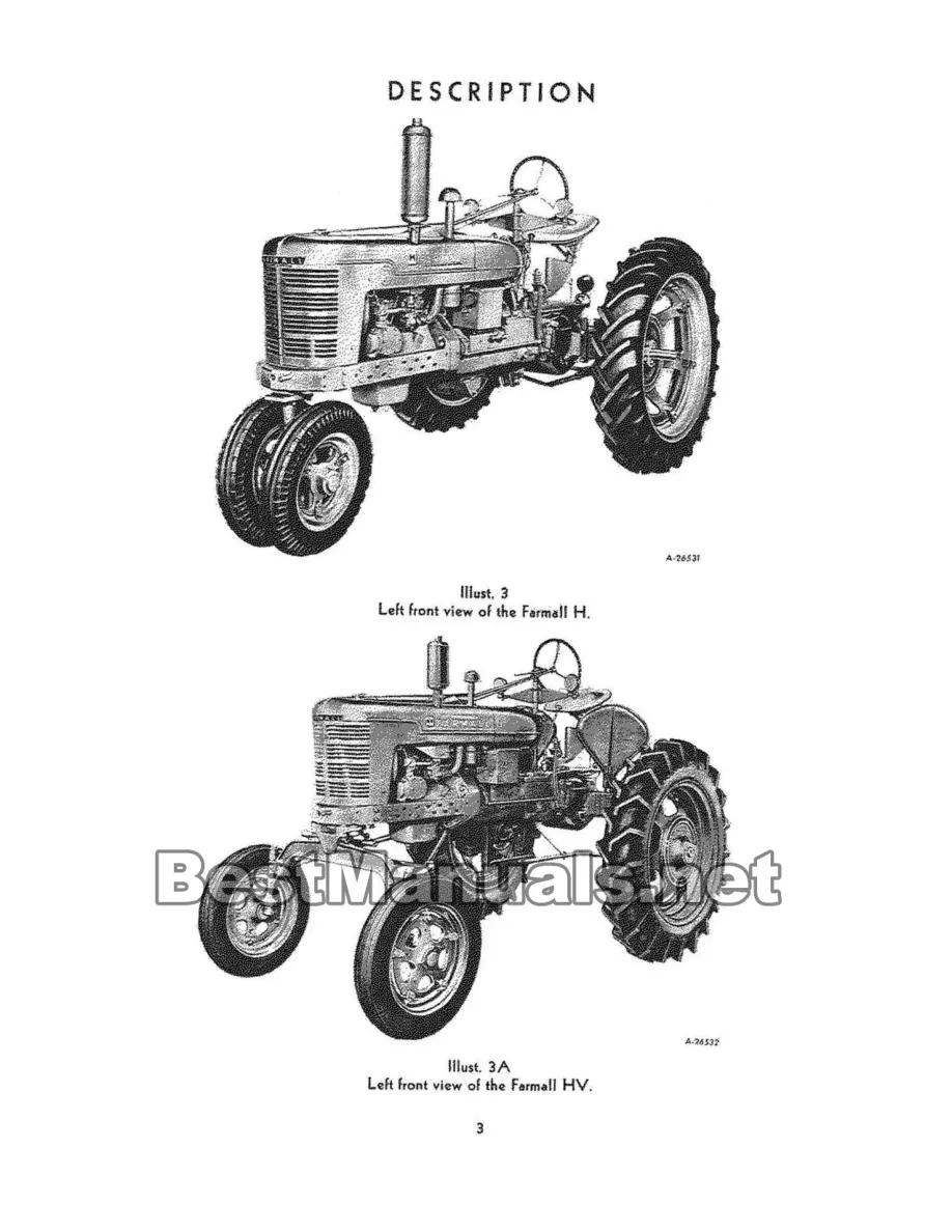 International Harvester IH Farmall H & HV Tractors Operator's Manual preview page 5