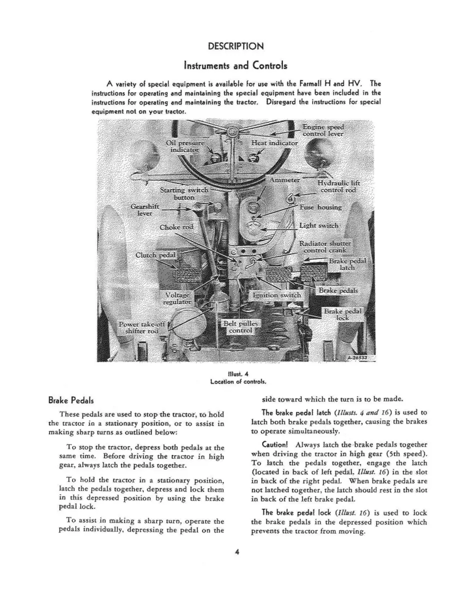 International Harvester IH Farmall H & HV Tractors Operator's Manual preview page 6