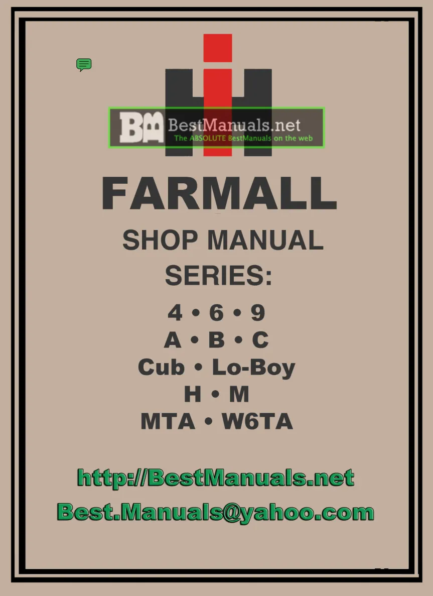 International Harvester IH Farmall Super A AV Tractor Service & Repair Manual preview page 1