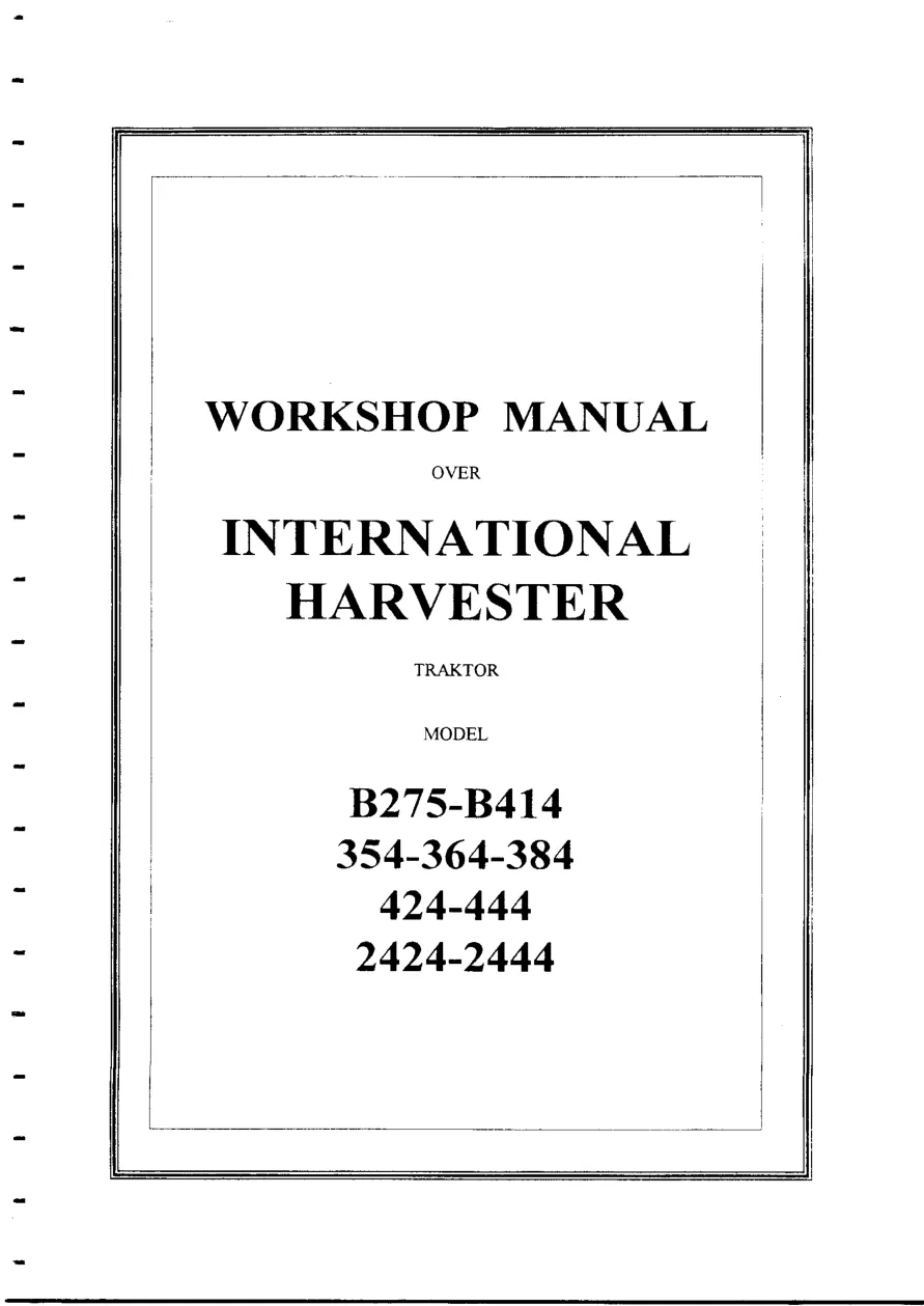International Harvester IH Seriel B Tractors Service & Repair Manual preview page 1