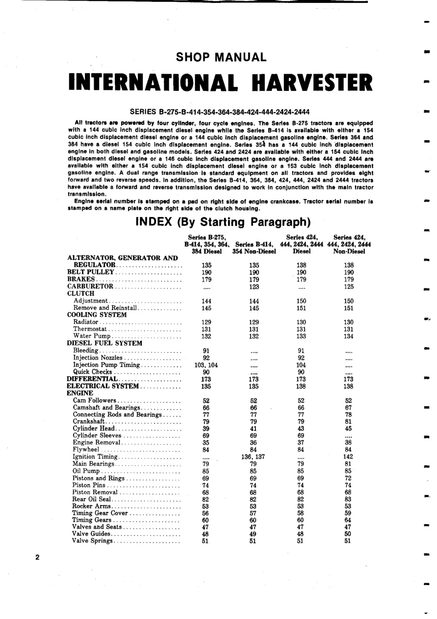 International Harvester IH Seriel B Tractors Service & Repair Manual preview page 2
