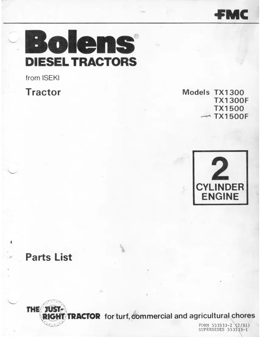 Iseki Bolens tractor master Parts Manual preview page 2