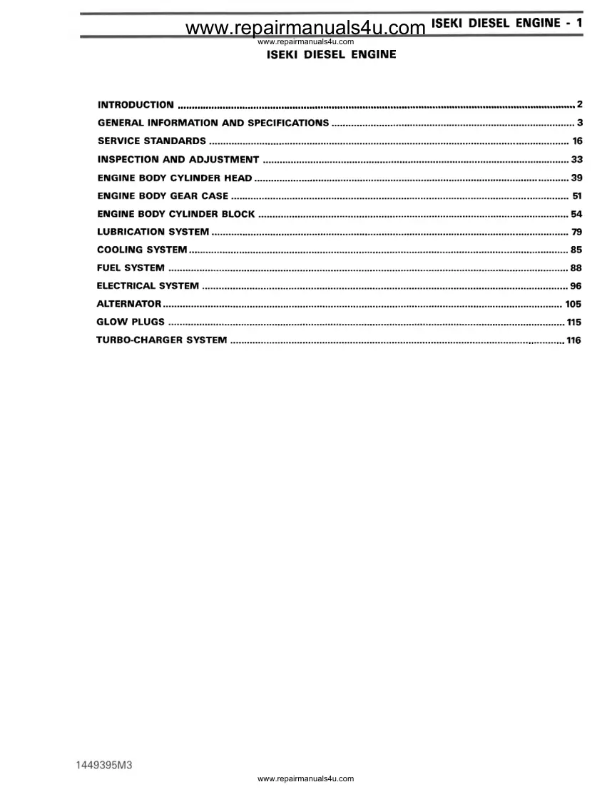 Iseki E series diesel engine Tractor Service & Repair Manual preview page 3