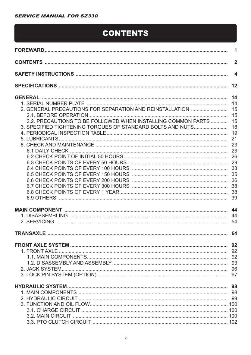 Iseki SSM60 SSM72 Mower Deck Operation Service & Repair Manual preview page 3