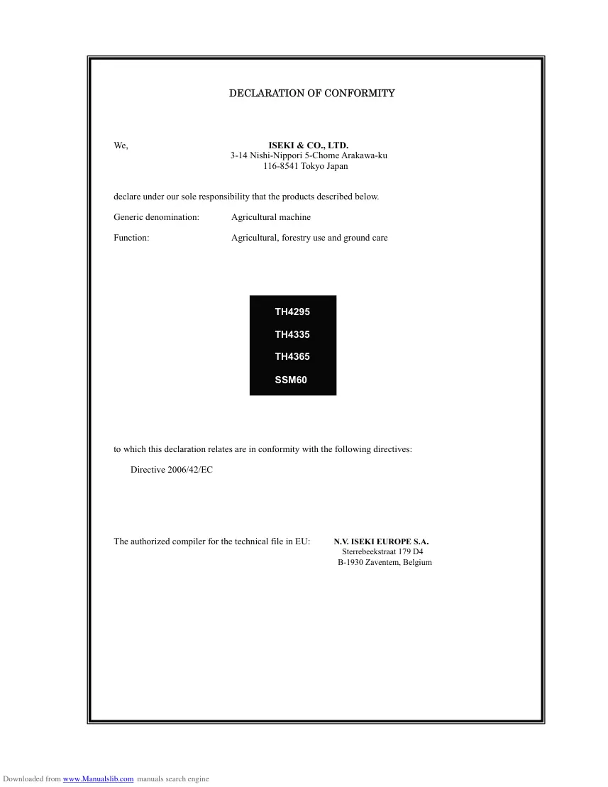 Iseki TH4295 TH4335 TH4365 HST Tractor Operation Service & Repair Manual preview page 2
