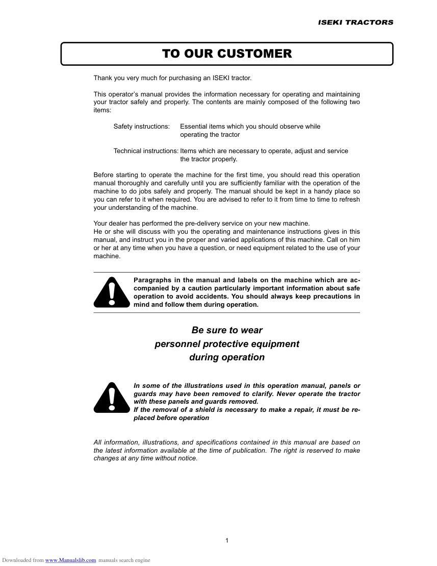 Iseki TH4295 TH4335 TH4365 HST Tractor Operation Service & Repair Manual preview page 4