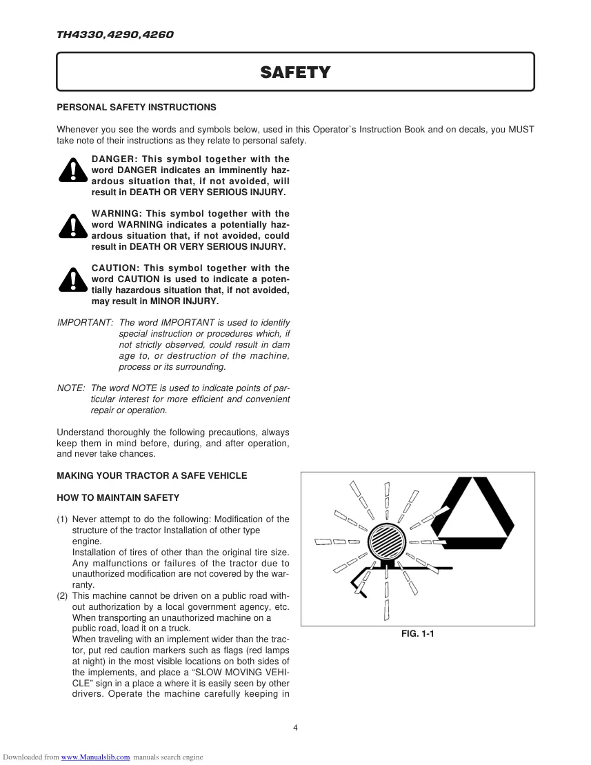 Iseki TH4330 TH4290 TH4260 Tractor Operator's Manual preview page 4