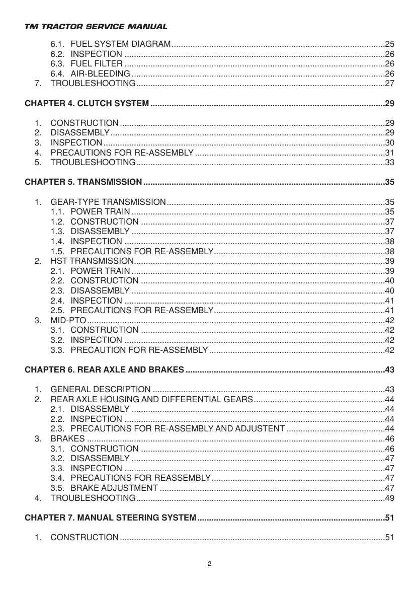 Iseki TM3160 TM3200 TM3240 Tractor Service & Repair Manual preview page 4