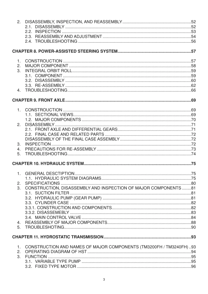 Iseki TM3160 TM3200 TM3240 Tractor Service & Repair Manual preview page 5