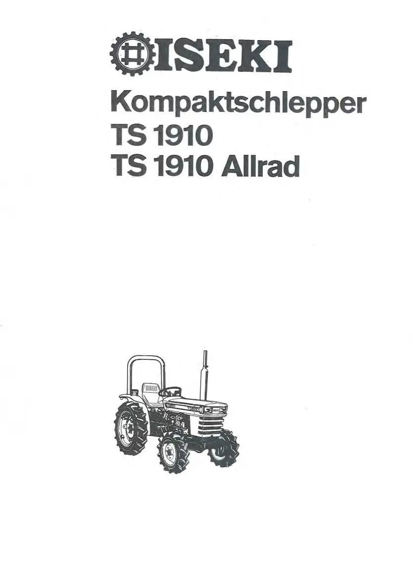 Iseki TS1910 Allrad Tractors Parts Manual preview page 1